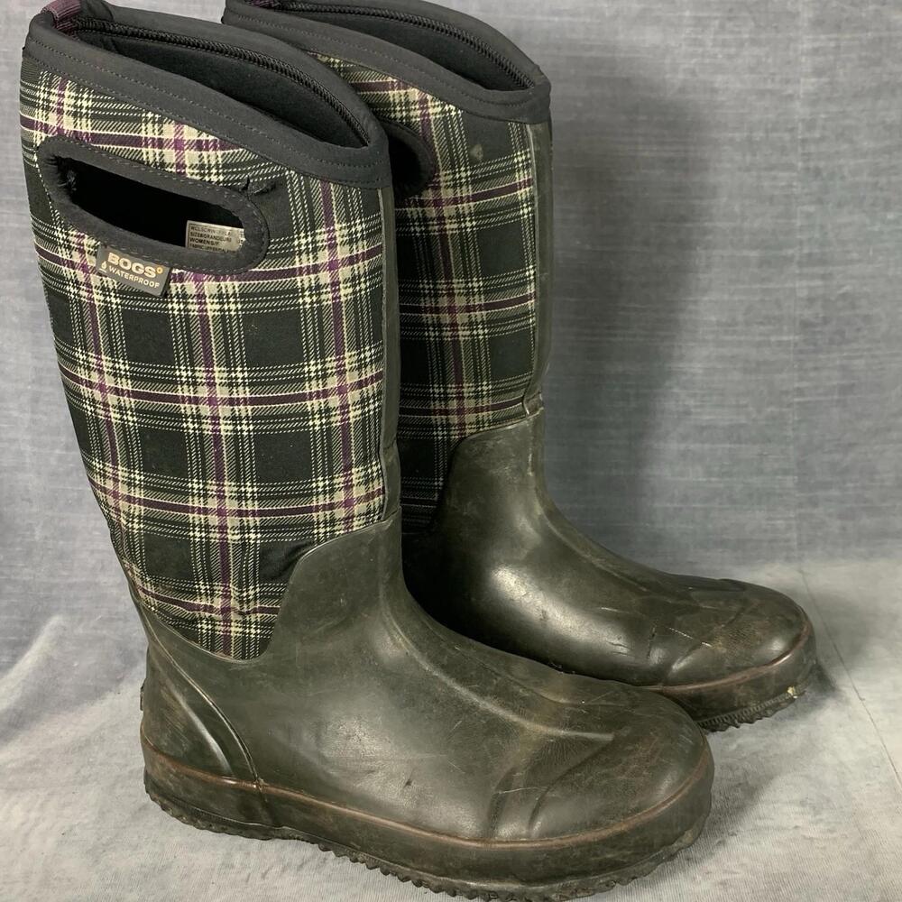 BOGS Women Classic High Winter Plaid Boot Size 7M Insulated Waterproof Max Wick